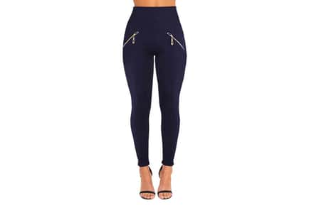 Women's Fleece Lined Zip Leggings - 6 Colours & 2 Sizes!