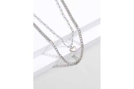 Enchanting Silver Double-layer Heart Necklace