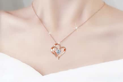 Women's Double Heart Pendant Necklace - Silver or Rose Gold