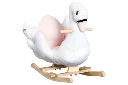 HOMCOM Kids Plush Swan Rocking Ride with Safety Seat, 18M+, Pink