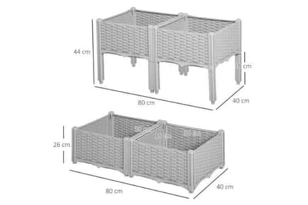 Outsunny 4-Tier Raised Bed Planters in Elegant Grey