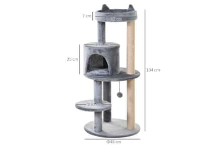 PawHut Deluxe 3-Tier Cat Tree with Play Ball