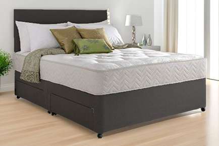 Suede Divan Bed with Memory Foam Mattress & Headboard - 4 Colours!