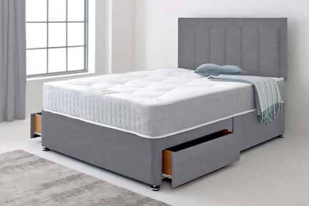 Barcelona Velvet Divan Bed and Mattress - Storage Options