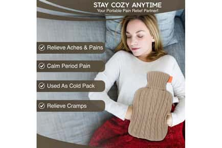 2L Cozy Hot Water Bottle with Hand Warming Pockets