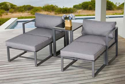 5-Piece Garden Furniture Sun Lounger Sofa Set with End Table