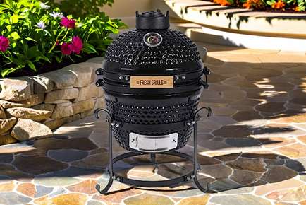 Mega Kamado BBQ Oven - 21-Inch Ceramic Grill for Outdoor Cooking