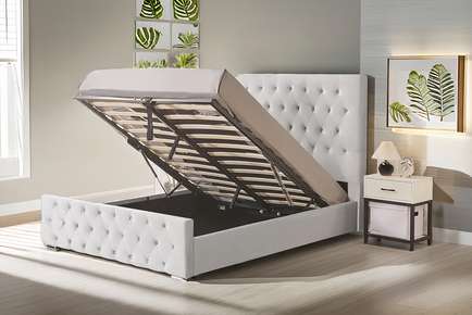 Grey New Rio Ottoman Bed w/ Optional Mattress - 2 Sizes