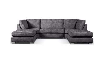 U Shape Plush Sofa Set - Coal or Plush Steel