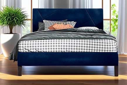 Diagonal Design Velvet King Size Bed Frame - 2 Colours!