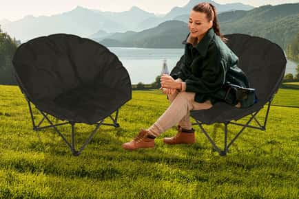 Outdoor Black Padded Folding Moon Chair