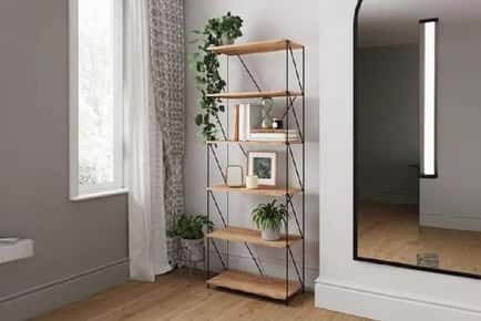 Stylish Industrial Bookcase with Sleek Metal Frame