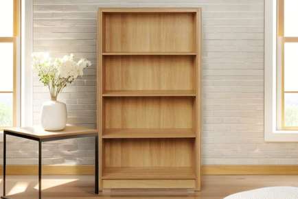 Elegant Tall Wooden Bookcase with CD Display