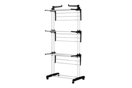 4-Tier Foldable Steel Clothes Drying Rack, Black or Blue