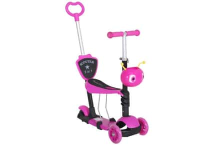 5-in-1 Magical Kids Kick Scooter, Pink