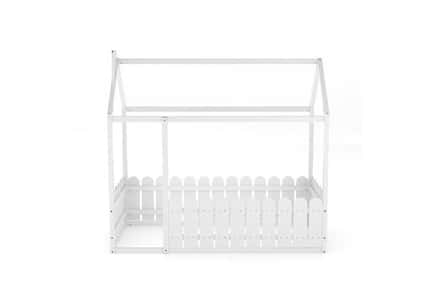Wooden House Toddler Bed with Fence and Roof, ZH1135