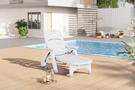 Outdoor Plastic Foldable Garden Poolside Lounger with Wheels
