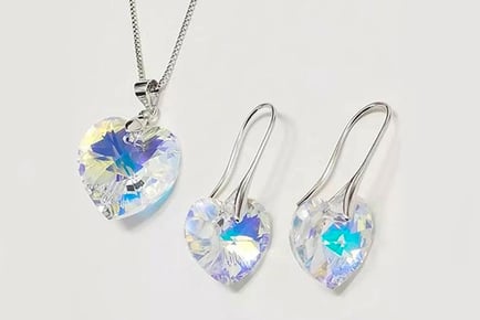 Crystal Heart Earrings & Pendant Set