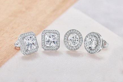 2 Pairs of Crystal Halo Stud Earrings