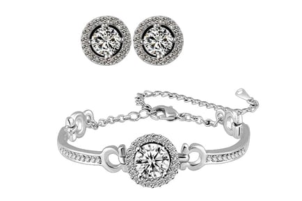 Crystal Halo Bracelet & Earrings Set