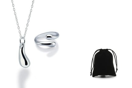 Teardrop Necklace & Open Ring Set