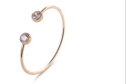 Rose Gold and Cubic Zirconia Attract Open Bangle