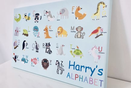 Kids' 41cm x 25cm Personalised Canvas Alphabet Chart - 2 Colours!