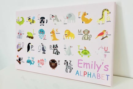 Kids' 41cm x 25cm Personalised Canvas Alphabet Chart - 2 Colours!