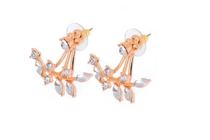 Summer Crystal Leaf Double Drop Earrings - Silver, Rose Gold or Gold