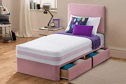 Luxury Kids' Divan Bed & Mattress with Drawer Options - 2 Colours!