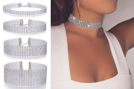 4pc Diamante Choker Necklace Set