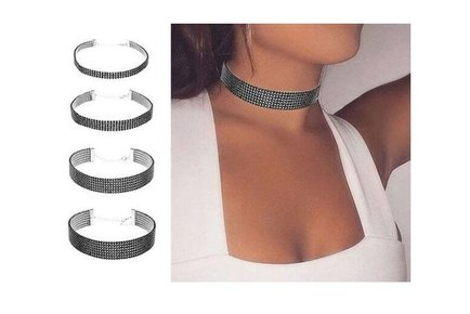 4pc Diamante Choker Necklace Set