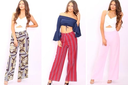 Printed Palazzo Flared Leg Trousers - 6 Designs & UK Sizes 8-18!