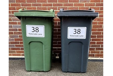 3 Big Personalised Wheelie Bin Stickers