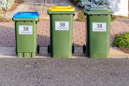 3 Big Personalised Wheelie Bin Stickers