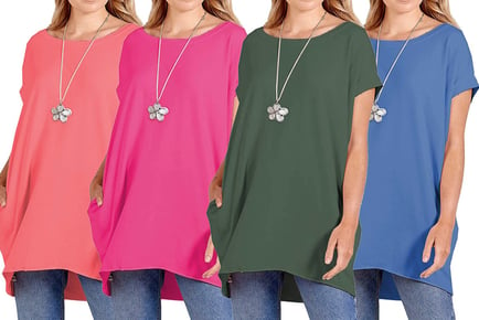 Women's Oversized Necklace Top - 8 Colours & UK Sizes 8-22!