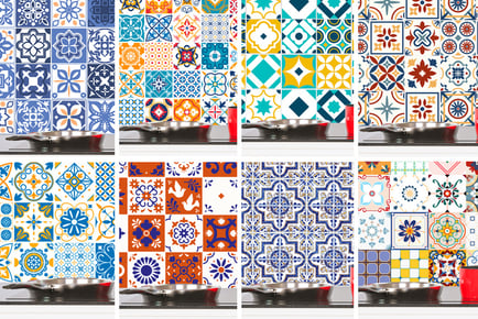 24pk Self-Adhesive Tile Stickers - 19 Designs!