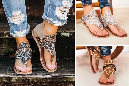 Women's Roman Sandals - Leopard, Zebra, Snake Print, Black & More!