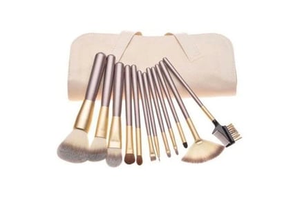 12pc Gold Makeup Brush Set