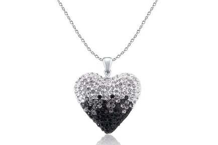 Black & Silver Crystal Heart Necklace