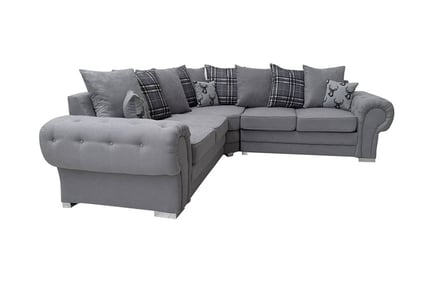 Grey Chenille Corner Sofa - 6 Seater