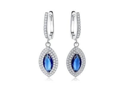 Crystal Blue Marquise Drop Earrings