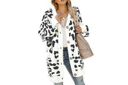 Long Sleeve Leopard Print Cardigan - White, Khaki & Apricot!