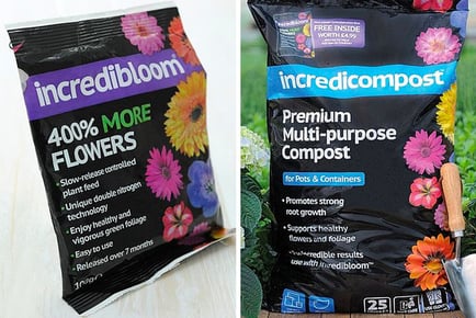 70L Incredicompost with 210g Incredibloom fertiliser sachet