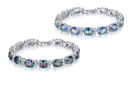 Luxury Crystal & Lab-Created Rainbow Topaz Bracelet - 2 Colours!