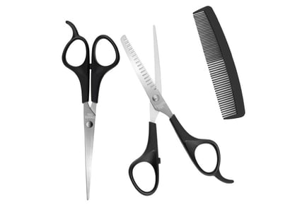 3pc Hair Grooming Set - Cutting & Thinning Scissors & Comb!