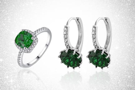 Green Crystal Ring & Earring Set