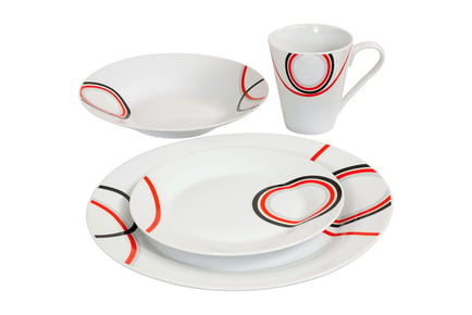 16-Piece Dinner Set - Dinner & Side Plates, Soup Bowls & Mugs