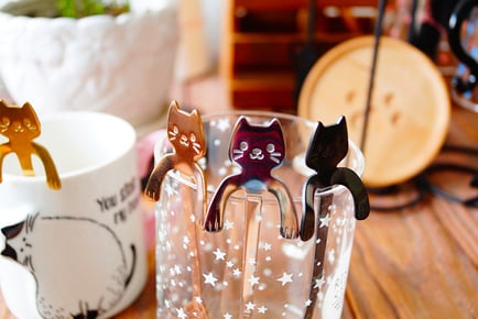 4Pck Stainless Steel Cat Spoons - Silver, Gold & More!