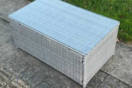 Rectangular polyrattan garden coffee table, Light Grey